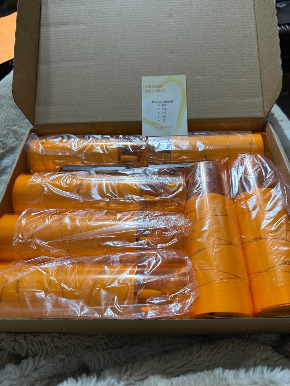 Orange Flameless LED Party Candles - Pack of Decorative Orange Pillars